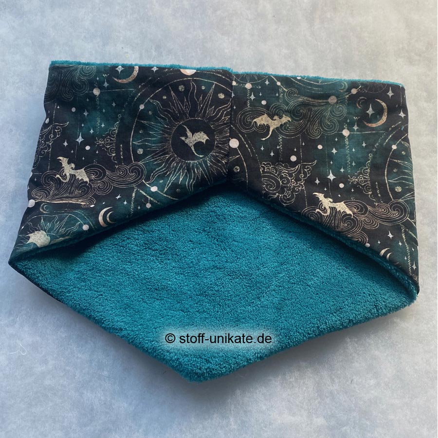 Halstuch-Loop, Wendeloop aus Baumwolle mit Fleece und fliegenden Drachenmotiven. Stoff-Unikate handmade in Germany