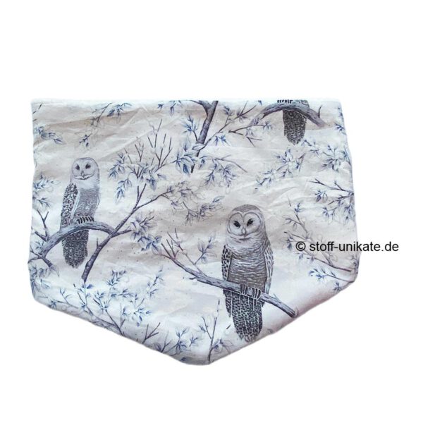 Halstuch-Loop, Wendeloop aus Stoff und Fleece mit Schnee-Eulen. Stoff-Unikate handmade in Germany